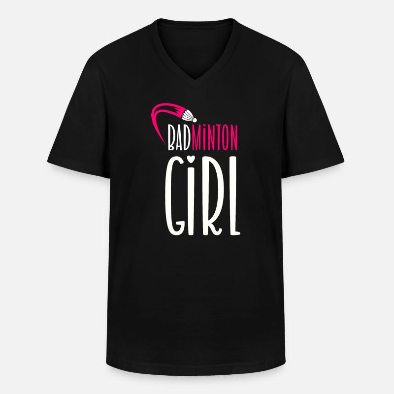 Badminton Mädchen - Männer-T-Shirt mit V-Ausschnitt - Schwarz