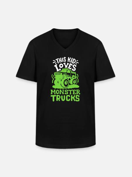 Monstertrucks für Kinder - Männer-T-Shirt mit V-Ausschnitt - Schwarz