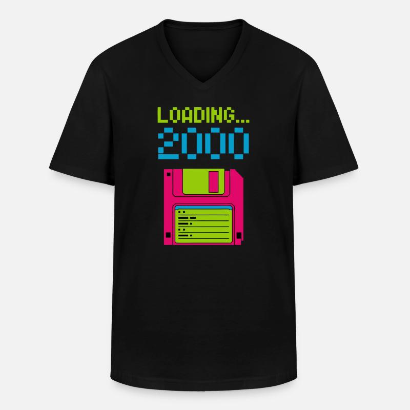 Loading 2000 Disketten-Design Retro Pixel Design - Männer-T-Shirt mit V-Ausschnitt - Schwarz