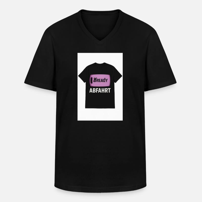 Bready Abfahrt T-Shirt mit Backwaren-Motiv - Männer-T-Shirt mit V-Ausschnitt - Schwarz