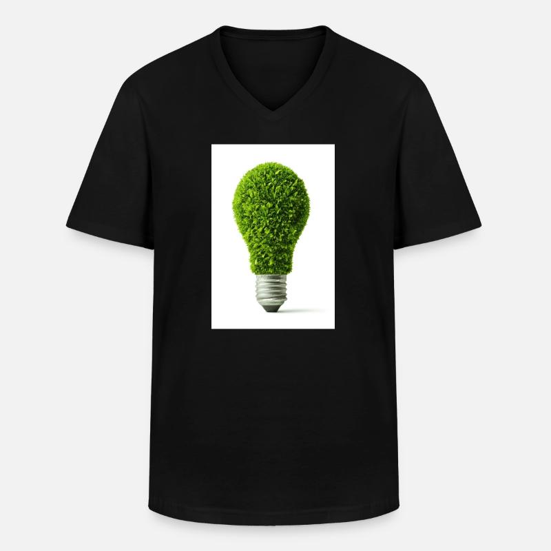 Leafy Glow Light Bulb Design - Men's V-Neck T-Shirt - black