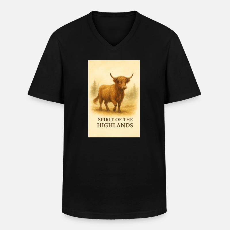 Der Geist der Highlands-Kuh - Männer-T-Shirt mit V-Ausschnitt - Schwarz