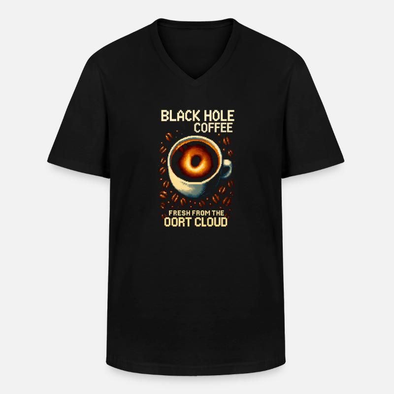 Black Hole Coffee Pixel Roast - Männer-T-Shirt mit V-Ausschnitt - Schwarz