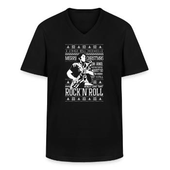 Eddie's Hot Patootie Rock'n'Roll Christmas Sweater - Men's V-Neck T-Shirt - black - Front - AI Model Male 178 dark (178cm)