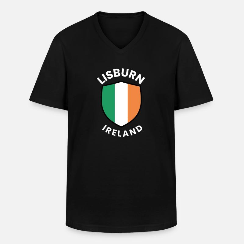 Lisburn Shield Irish Flag Tee - Männer-T-Shirt mit V-Ausschnitt - Schwarz