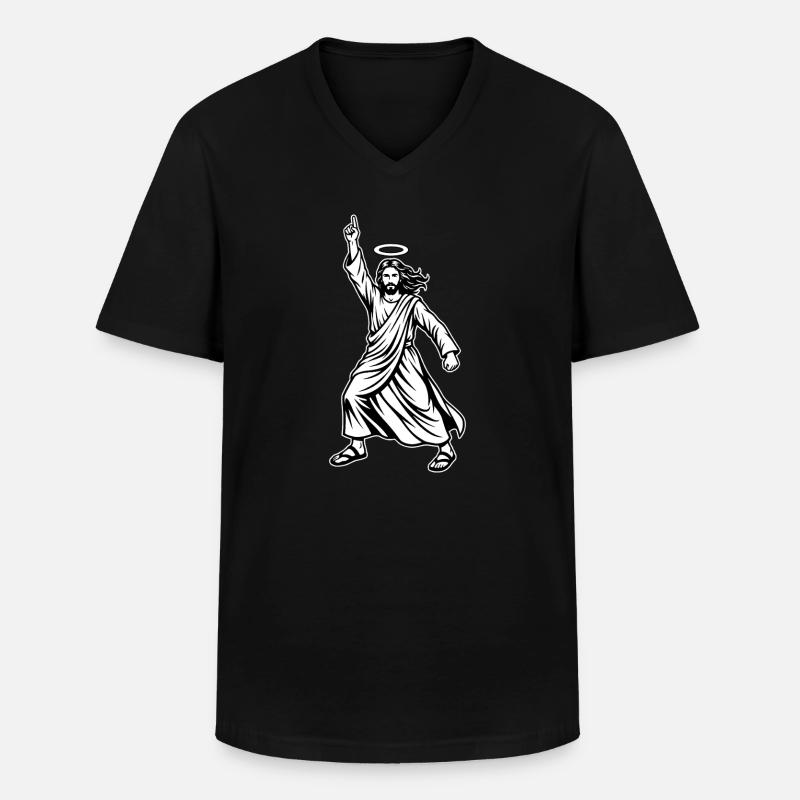 Dancing Jesus – Lustiges Disco-Meme - Männer-T-Shirt mit V-Ausschnitt - Schwarz