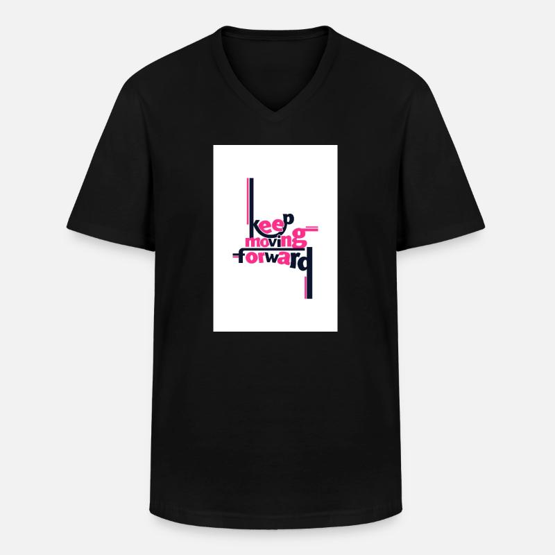 Continuez d’avancer Déclaration audacieuse rose - T-shirt col V Homme - noir