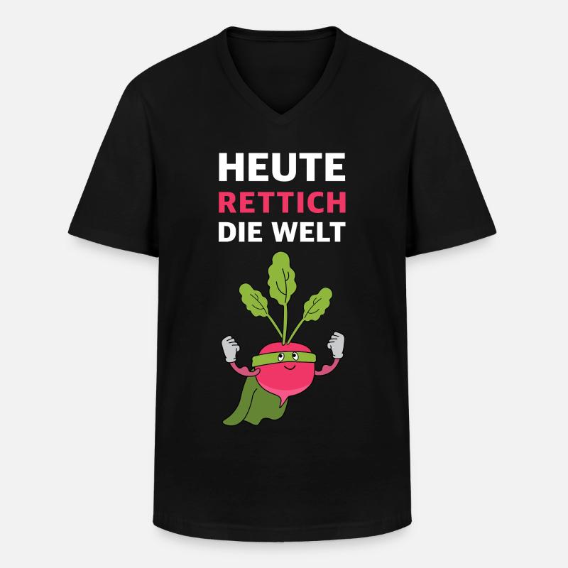 Rettich-Superheld gegen Chaos - Männer-T-Shirt mit V-Ausschnitt - Schwarz