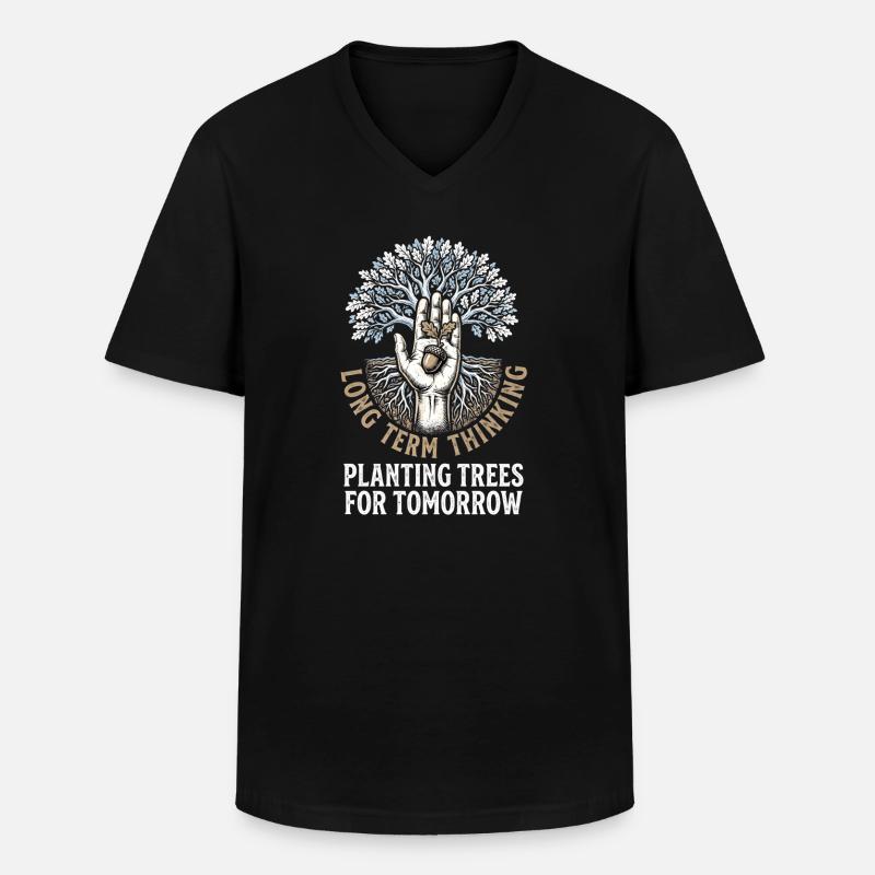 Long Term Planting - Männer-T-Shirt mit V-Ausschnitt - Schwarz