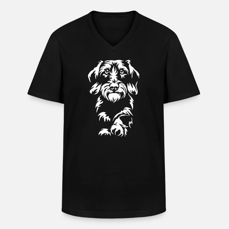 Dackel "Black Edition" - Männer-T-Shirt mit V-Ausschnitt - Schwarz