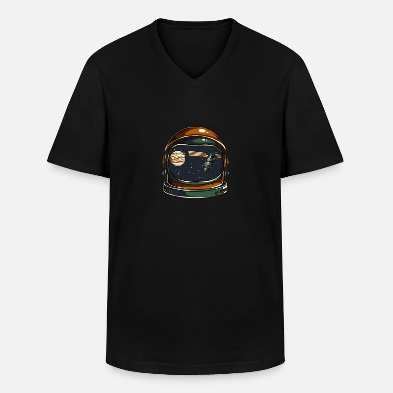 Atronauten Helm - Männer-T-Shirt mit V-Ausschnitt - Schwarz