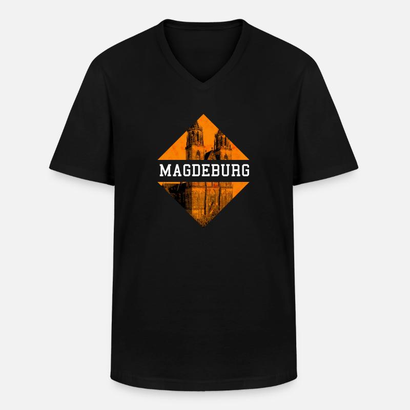 Magdeburg - Männer-T-Shirt mit V-Ausschnitt - Schwarz