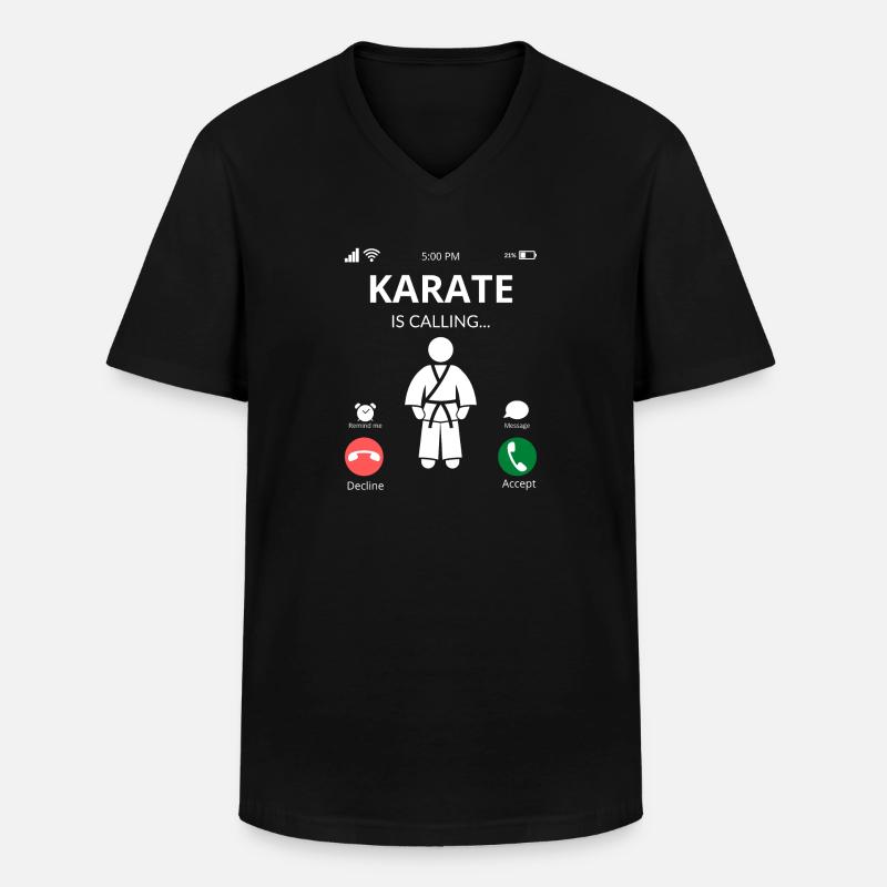 Karate - Männer-T-Shirt mit V-Ausschnitt - Schwarz