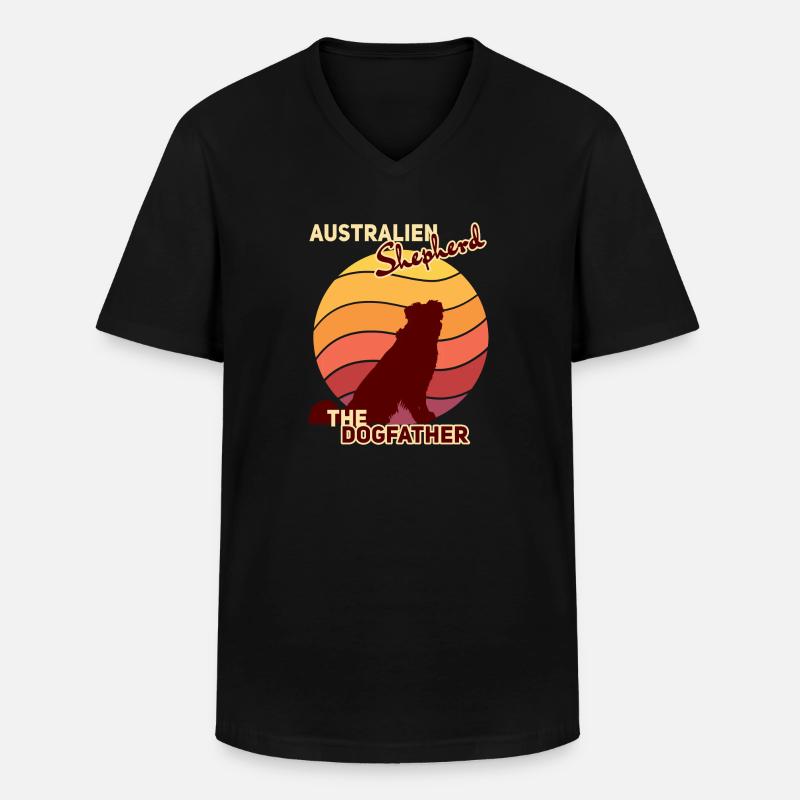Australien Shepherd The Dogfather - Männer-T-Shirt mit V-Ausschnitt - Schwarz