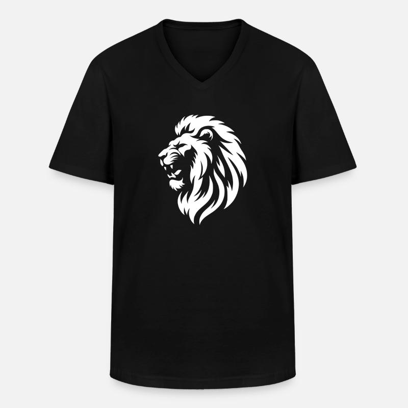 Löwenkopf Silhouette - Männer-T-Shirt mit V-Ausschnitt - Schwarz