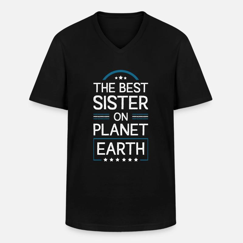Beste Schwester Spruch - Männer-T-Shirt mit V-Ausschnitt - Schwarz