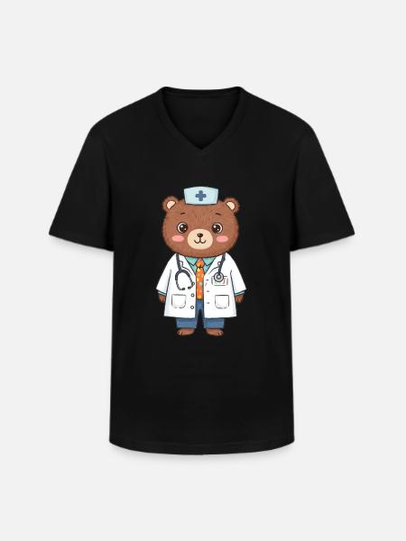 Teddybär Arzt - Männer-T-Shirt mit V-Ausschnitt - Schwarz
