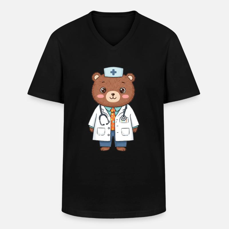 Teddybär Arzt - Männer-T-Shirt mit V-Ausschnitt - Schwarz