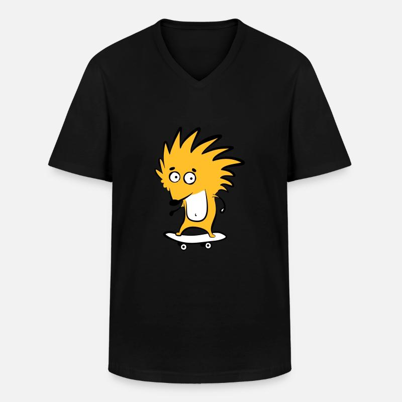 Skate-Igel "Knut H. Heckmann" - Männer-T-Shirt mit V-Ausschnitt - Schwarz
