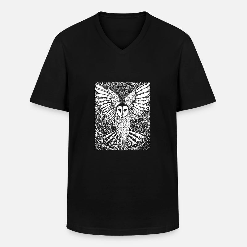 Eule - Männer-T-Shirt mit V-Ausschnitt - Schwarz