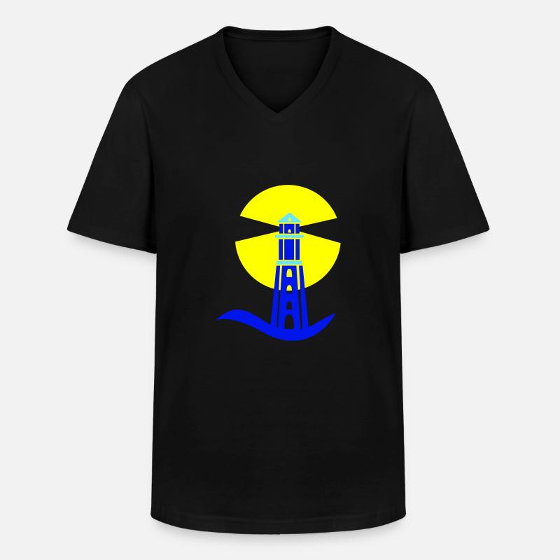 leuchtturm - Männer-T-Shirt mit V-Ausschnitt - Schwarz