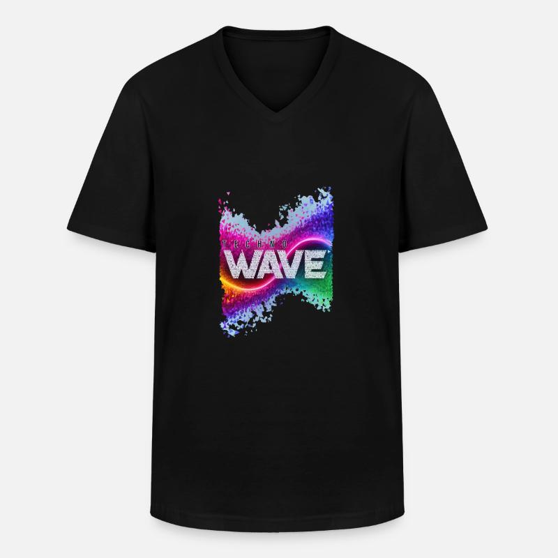 techno wave - Männer-T-Shirt mit V-Ausschnitt - Schwarz