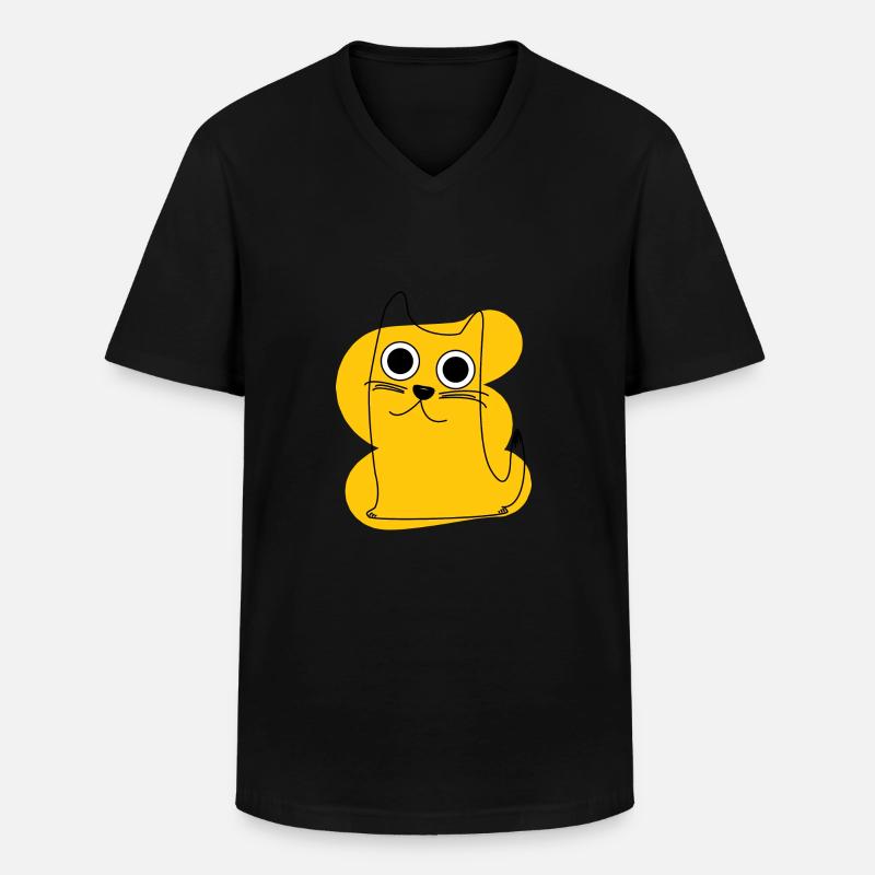Yellow Cat - Männer-T-Shirt mit V-Ausschnitt - Schwarz