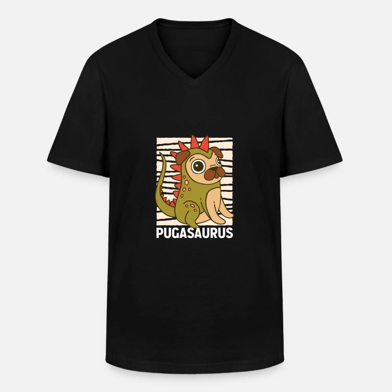 geschenk - mops pug hundeliebhaber pugasaurus - Männer-T-Shirt mit V-Ausschnitt - Schwarz