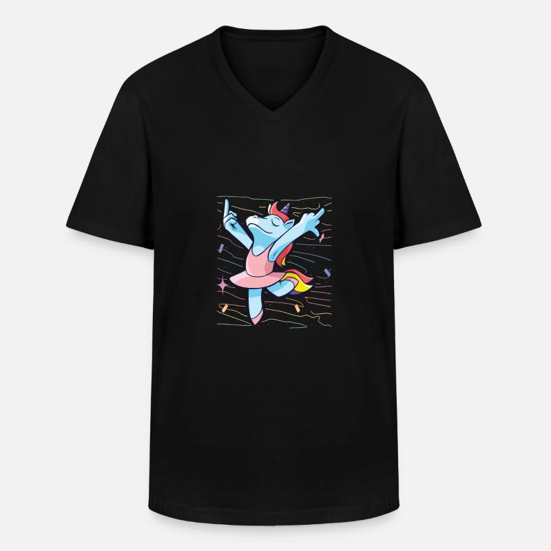 Einhorn mittelfinger witzig geschenkidee - Männer-T-Shirt mit V-Ausschnitt - Schwarz