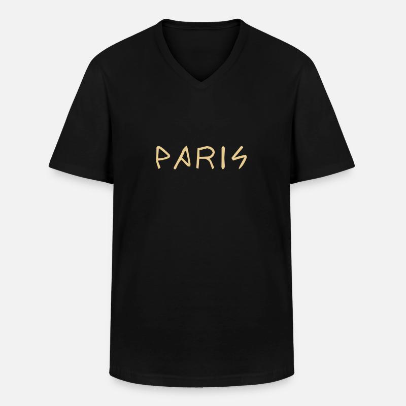 Paris Schriftzug Geschenk Geschenkidee - Männer-T-Shirt mit V-Ausschnitt - Schwarz