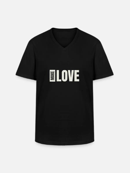 MAKE LOVE - Men's V-Neck T-Shirt - black