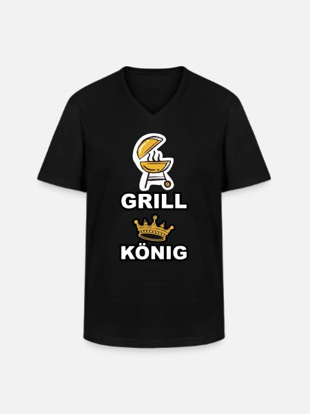 Grill König - Männer-T-Shirt mit V-Ausschnitt - Schwarz