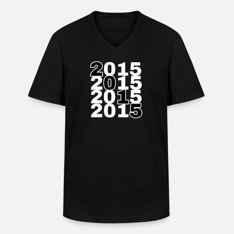2015 - Männer-T-Shirt mit V-Ausschnitt - Schwarz