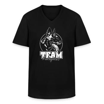 TEAM MALIGATOR Malinois Hundesport Hunde Wilsigns - Männer-T-Shirt mit V-Ausschnitt - Schwarz - Vorne - AI Model Male 178 dark (178cm)