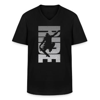 Skateboarding Retro Skateboarder Distressed - Men's V-Neck T-Shirt - black - Front - AI Model Male 178 dark (178cm)
