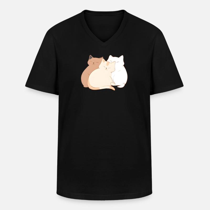 Chilling Cats - Männer-T-Shirt mit V-Ausschnitt - Schwarz