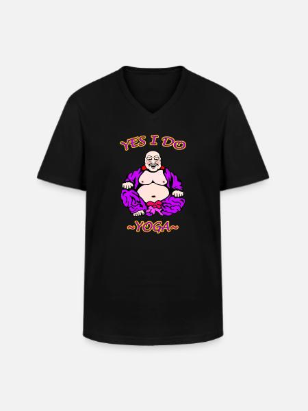 Humorous Yoga Illustration - Men's V-Neck T-Shirt - black