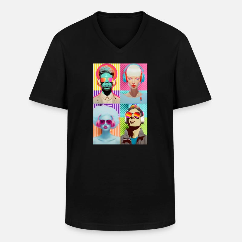 Musik Pop Art - Männer-T-Shirt mit V-Ausschnitt - Schwarz