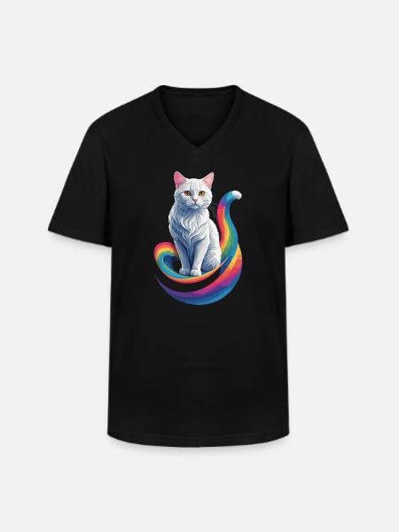 Chat mignon - T-shirt col V Homme - noir