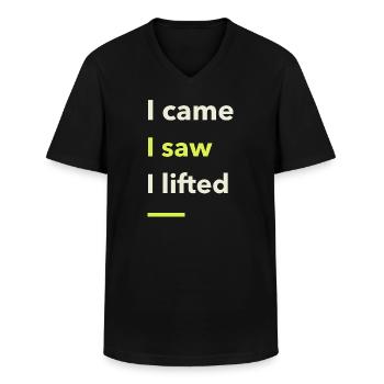 Ich kam, ich sah, ich hob - Männer-T-Shirt mit V-Ausschnitt - Schwarz - Vorne - AI Model Male 178 dark (178cm)