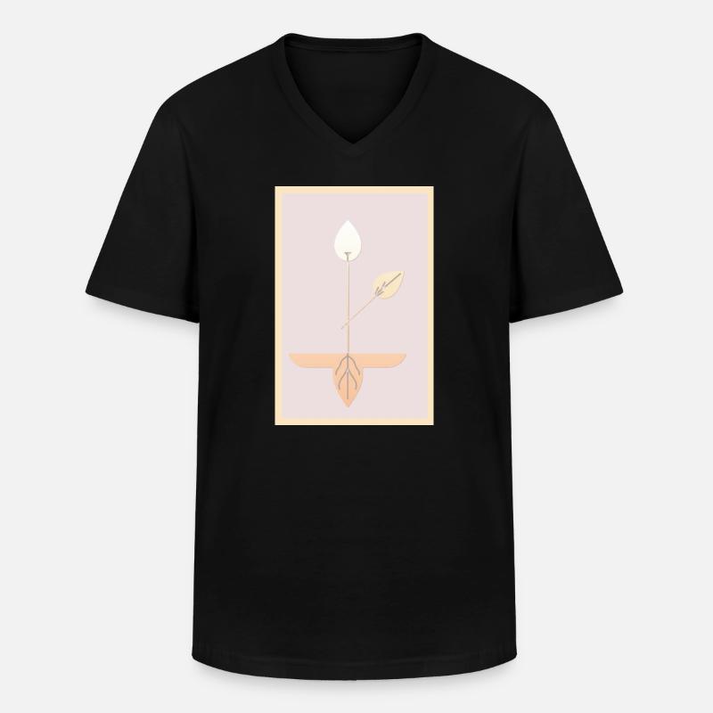 Minimalistische botanische Kunst - Männer-T-Shirt mit V-Ausschnitt - Schwarz