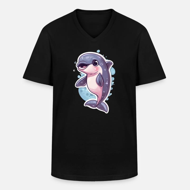 Delfin - Männer-T-Shirt mit V-Ausschnitt - Schwarz