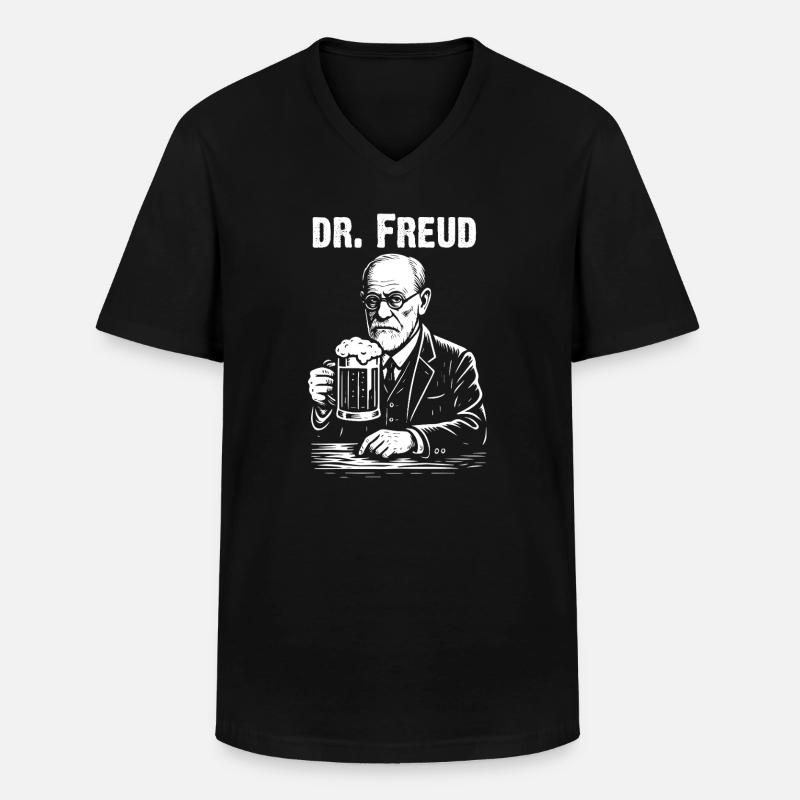 Dr. Freud mit Bierillustration - Männer-T-Shirt mit V-Ausschnitt - Schwarz