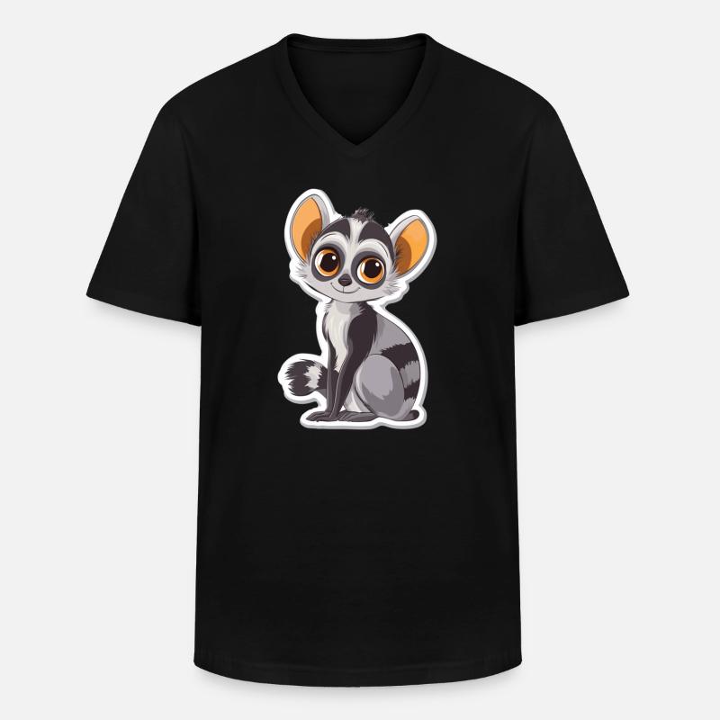 Lemur - Männer-T-Shirt mit V-Ausschnitt - Schwarz