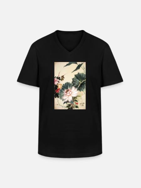 Floral 279 - Men's V-Neck T-Shirt - black