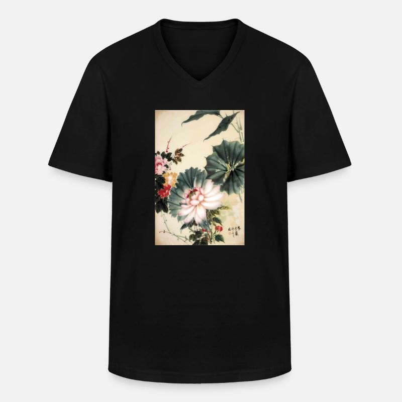 Blumen 279 - Männer-T-Shirt mit V-Ausschnitt - Schwarz