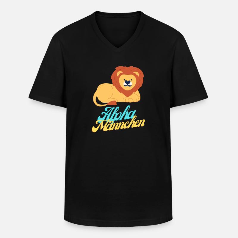 Alphalöwe - Männer-T-Shirt mit V-Ausschnitt - Schwarz