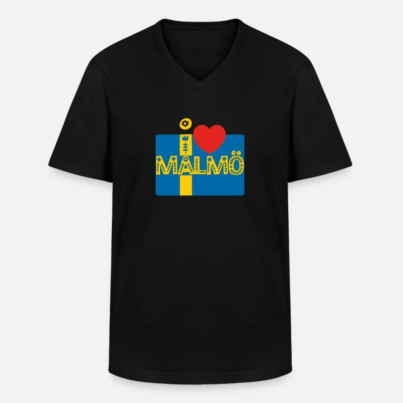 Malmö | - Männer-T-Shirt mit V-Ausschnitt - Schwarz
