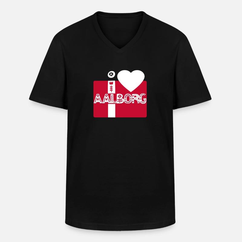 Aalborg - Männer-T-Shirt mit V-Ausschnitt - Schwarz