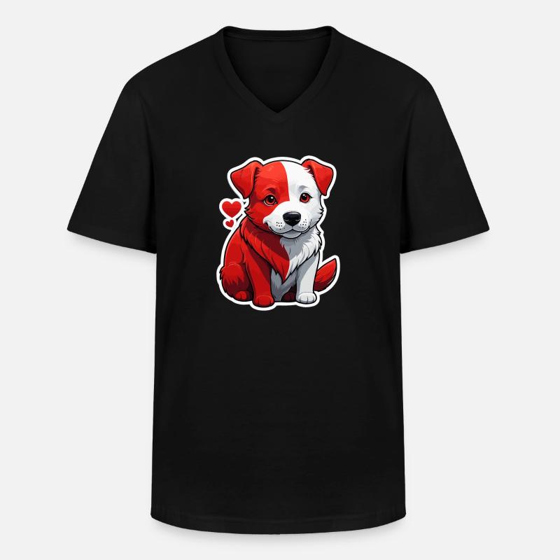 Rothund - Männer-T-Shirt mit V-Ausschnitt - Schwarz